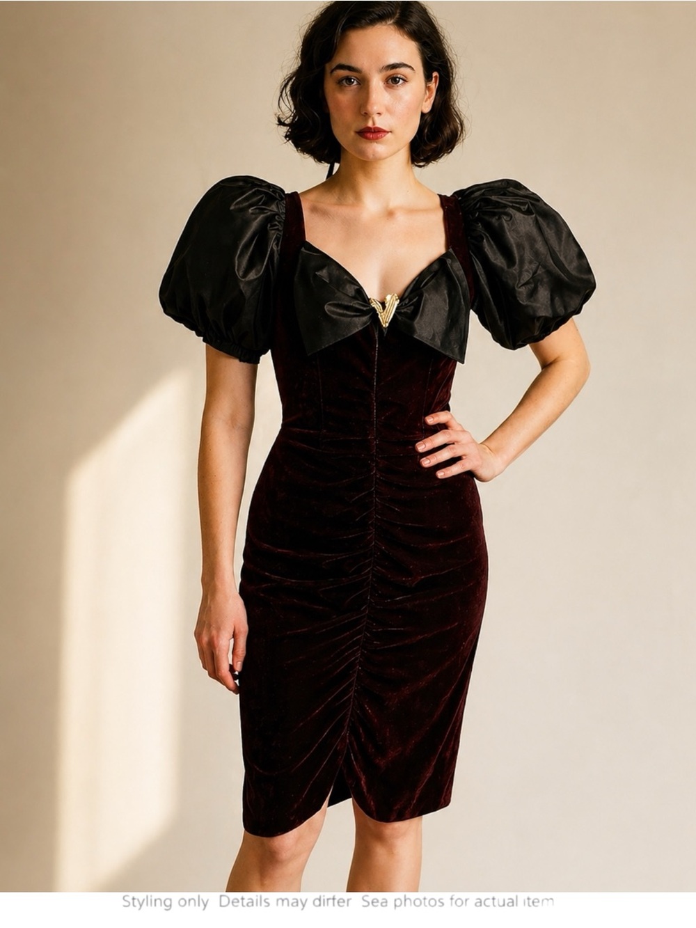 Dark Romantic Velvet Puff Sleeve Dress XS/S Gothic Cocktail